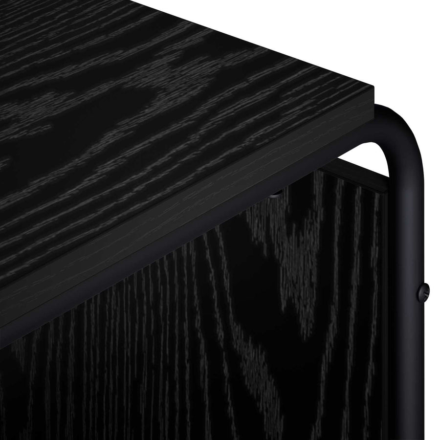 TV-standaard 98 x 36 x 45 cm Zwart eiken Bewerkt hout