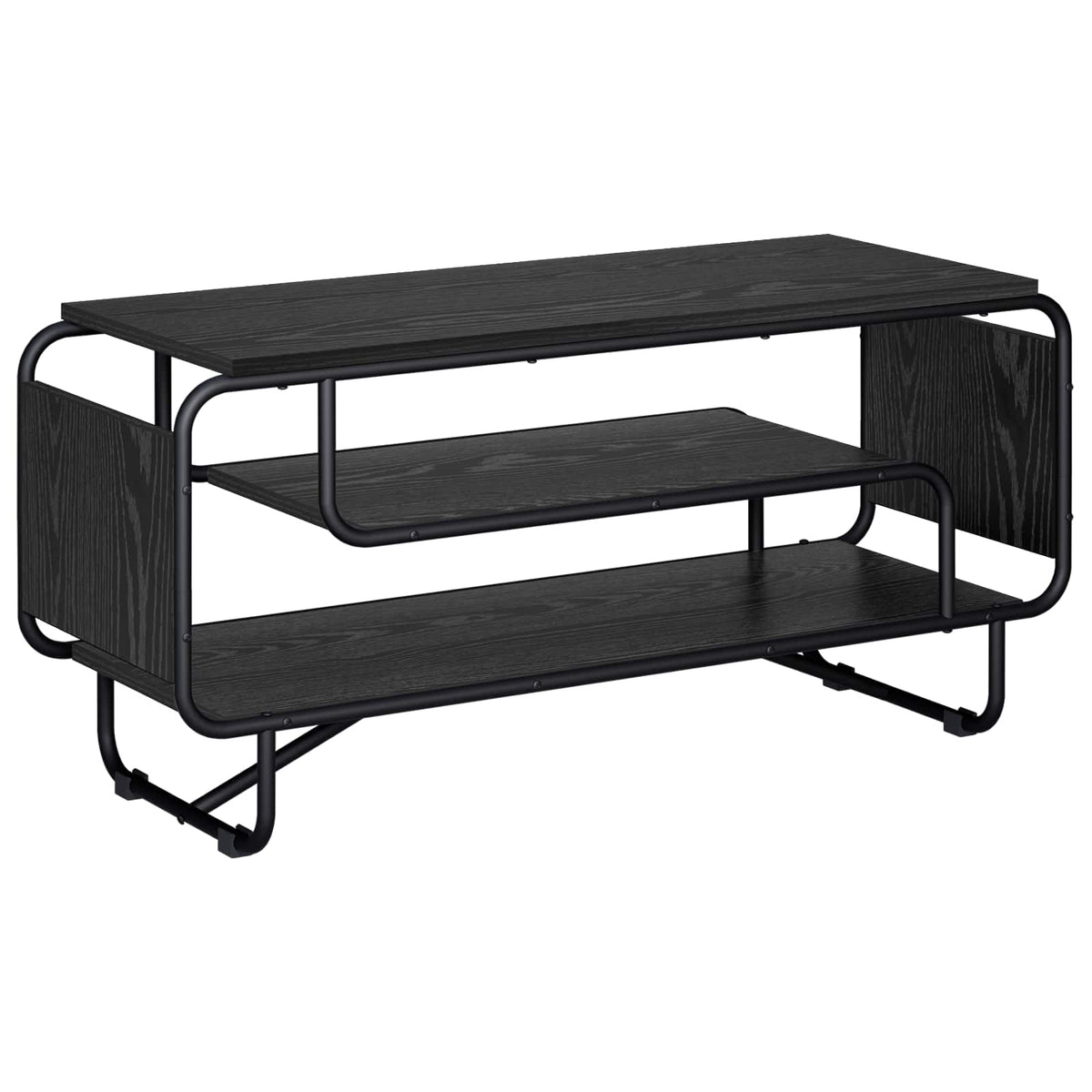 TV-standaard 98 x 36 x 45 cm Zwart eiken Bewerkt hout