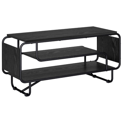 TV-standaard 98 x 36 x 45 cm Zwart eiken Bewerkt hout