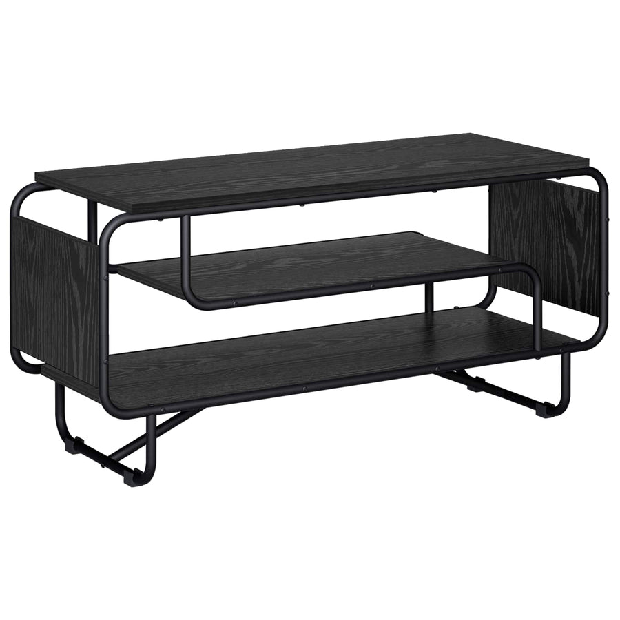 TV-standaard 98 x 36 x 45 cm Zwart eiken Bewerkt hout