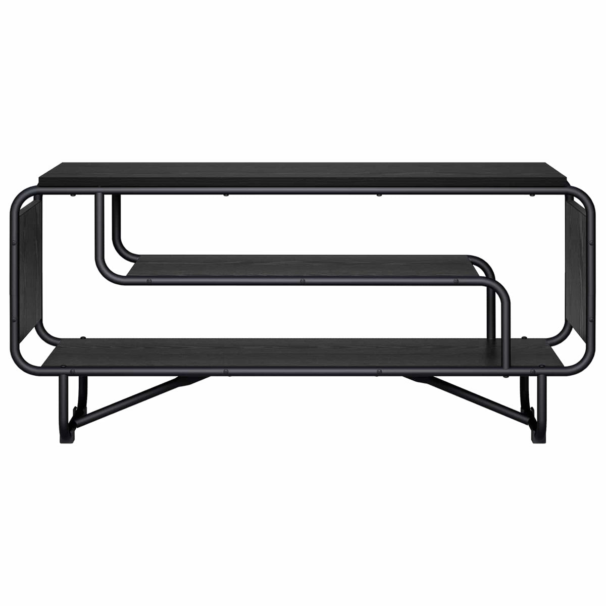 TV-standaard 98 x 36 x 45 cm Zwart eiken Bewerkt hout