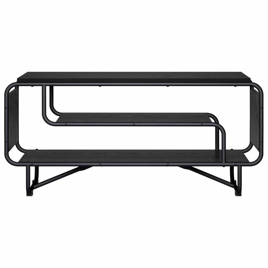 TV-standaard 98 x 36 x 45 cm Zwart eiken Bewerkt hout