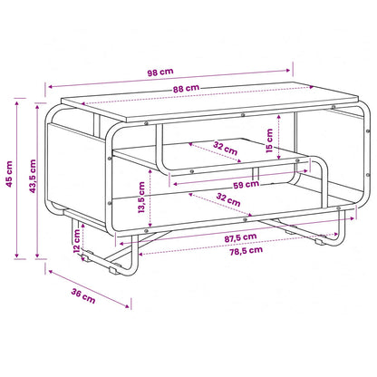 TV-standaard 98 x 36 x 45 cm Grijs Sonoma Bewerkt hout