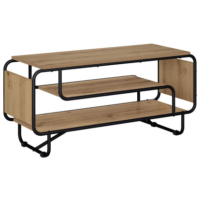 TV-standaard 98 x 36 x 45 cm Artisanaal eiken Bewerkt hout