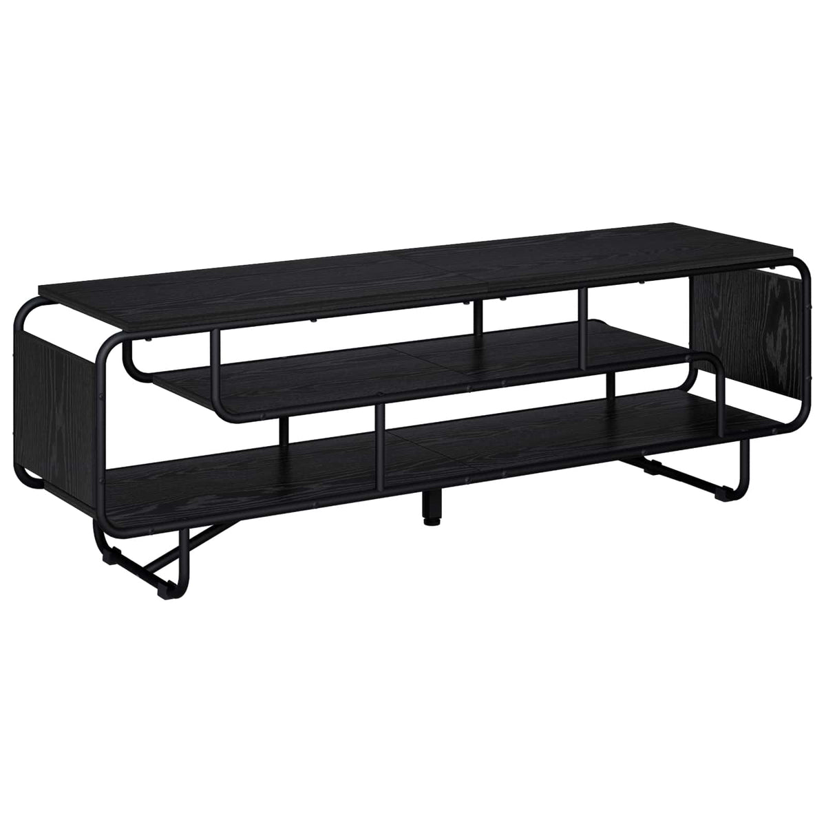 TV-standaard 140 x 36 x 45 cm Zwart eiken Bewerkt hout