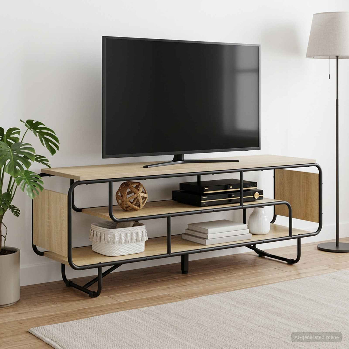 TV-standaard 140 x 36 x 45 cm Sonoma Eiken Bewerkt hout