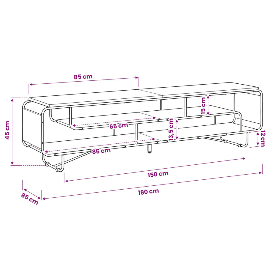 TV-standaard 180 x 36 x 45 cm Sonoma Eiken Bewerkt hout