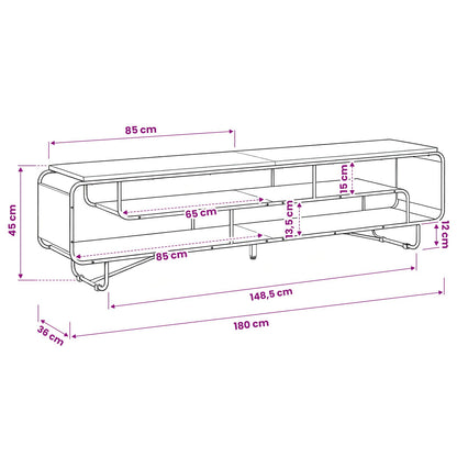 TV-standaard 180 x 36 x 45 cm Oud hout Bewerkt hout