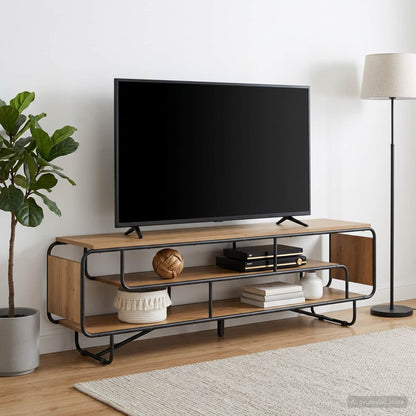 TV-standaard 180 x 36 x 45 cm Artisanaal eiken Bewerkt hout