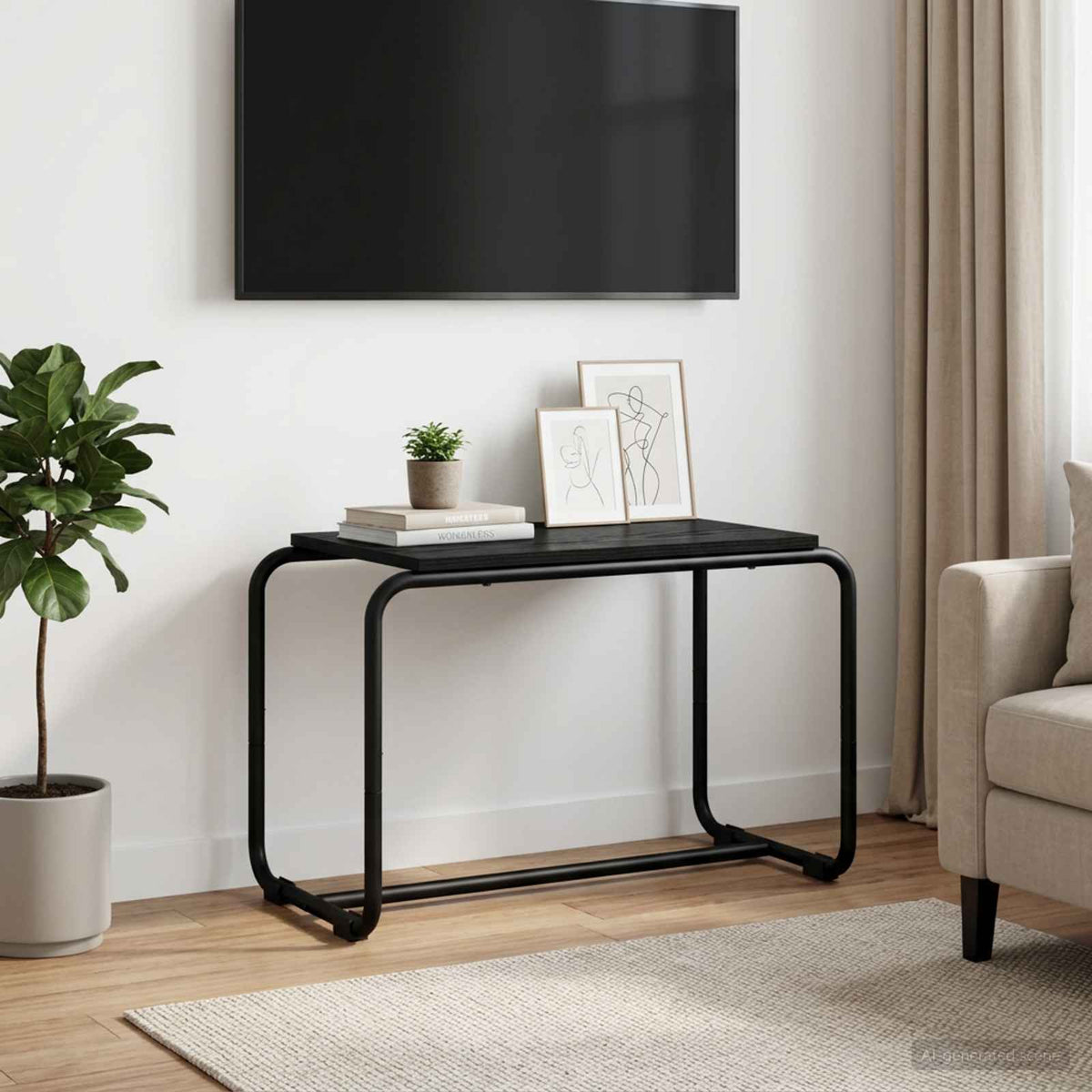 TV-standaard 60 x 35,5 x 42 cm Zwart eiken Bewerkt hout