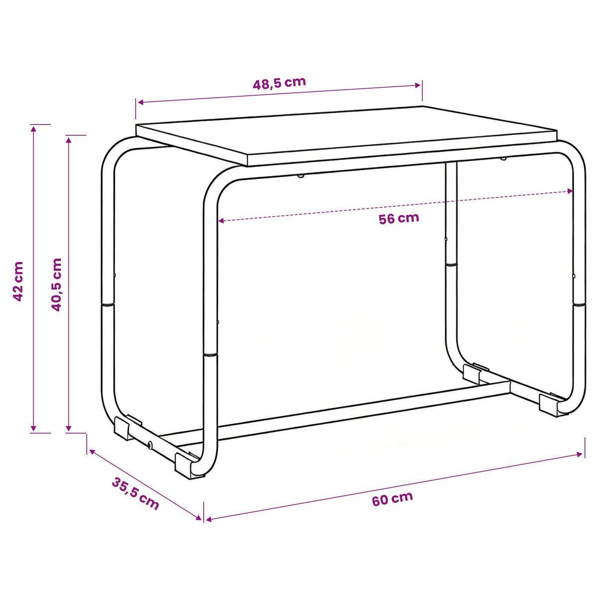 TV-standaard 60 x 35,5 x 42 cm Artisanaal eiken Bewerkt hout