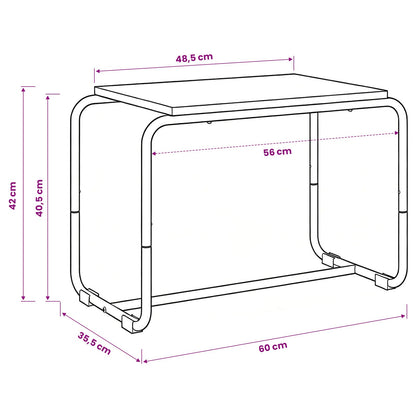 TV-standaard 60 x 35,5 x 42 cm Artisanaal eiken Bewerkt hout