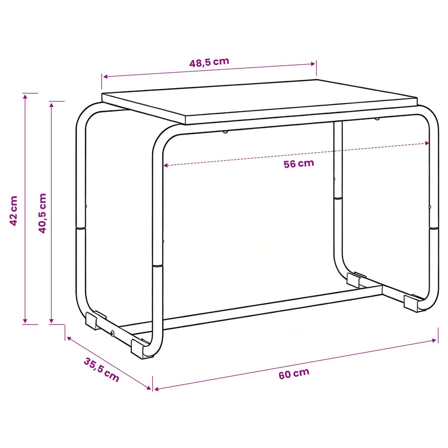 TV-standaard 60 x 35,5 x 42 cm Artisanaal eiken Bewerkt hout