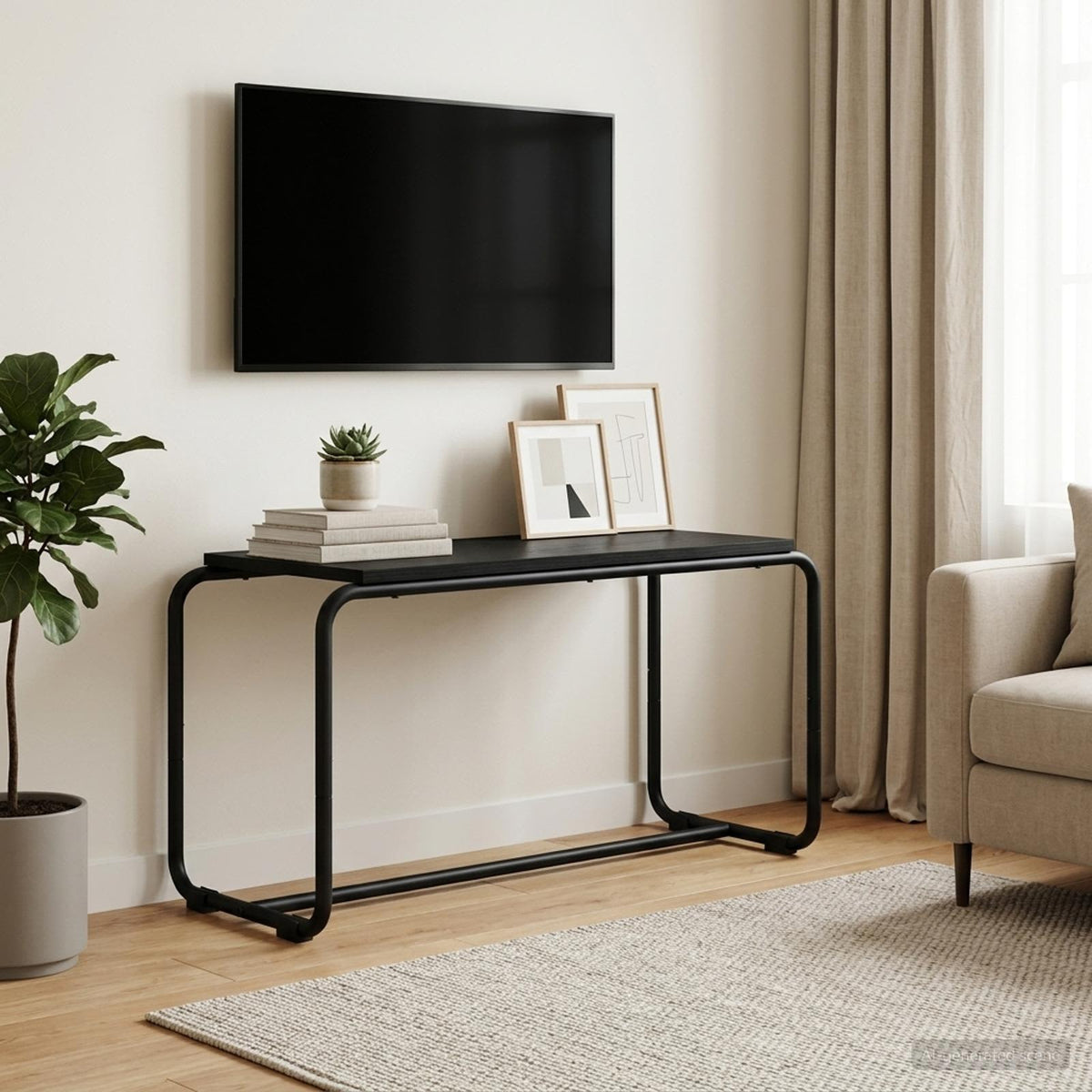 TV-standaard 80 x 35.5 x 42 cm Zwart eiken Bewerkt hout