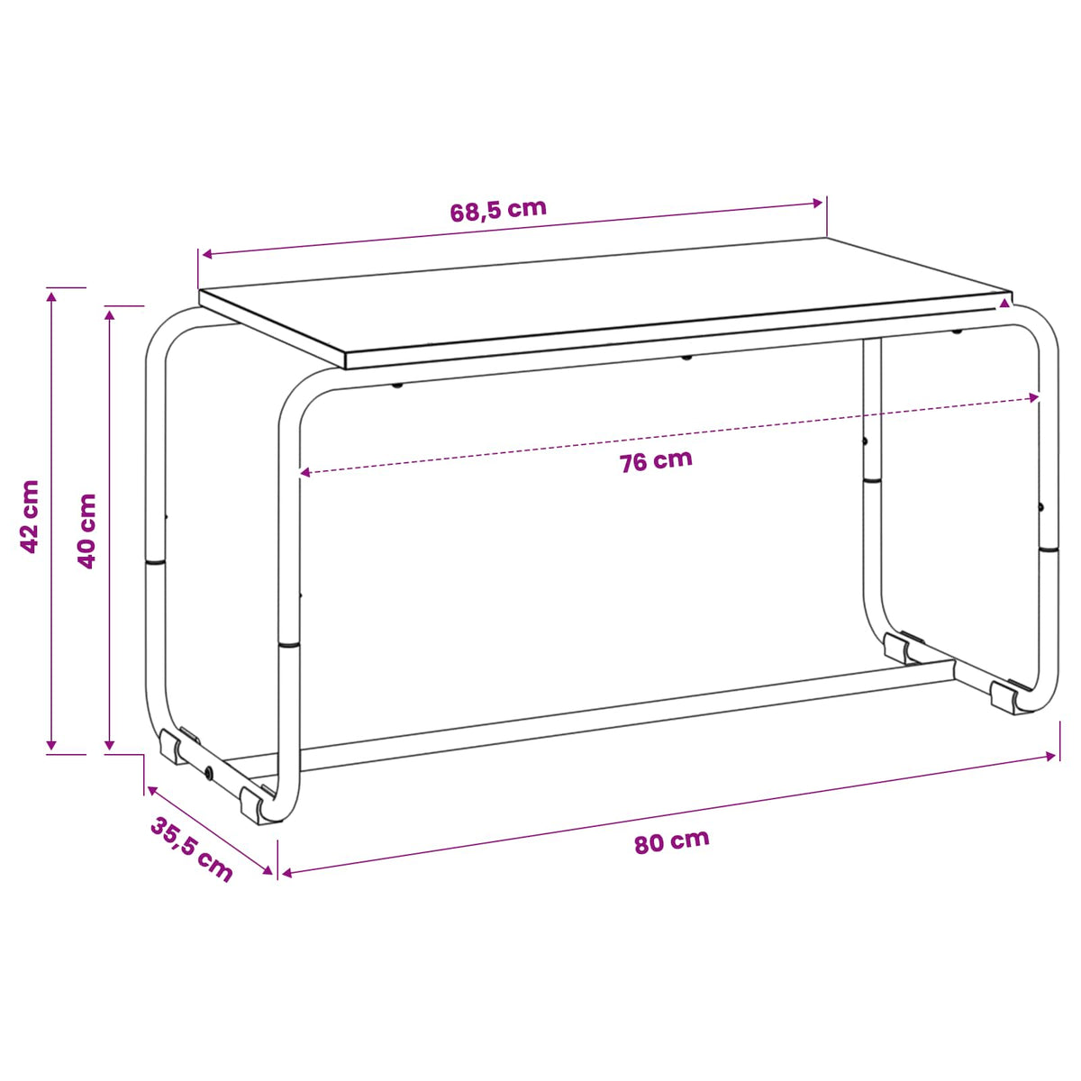 TV-standaard 80 x 35.5 x 42 cm Sonoma Eiken Bewerkt hout
