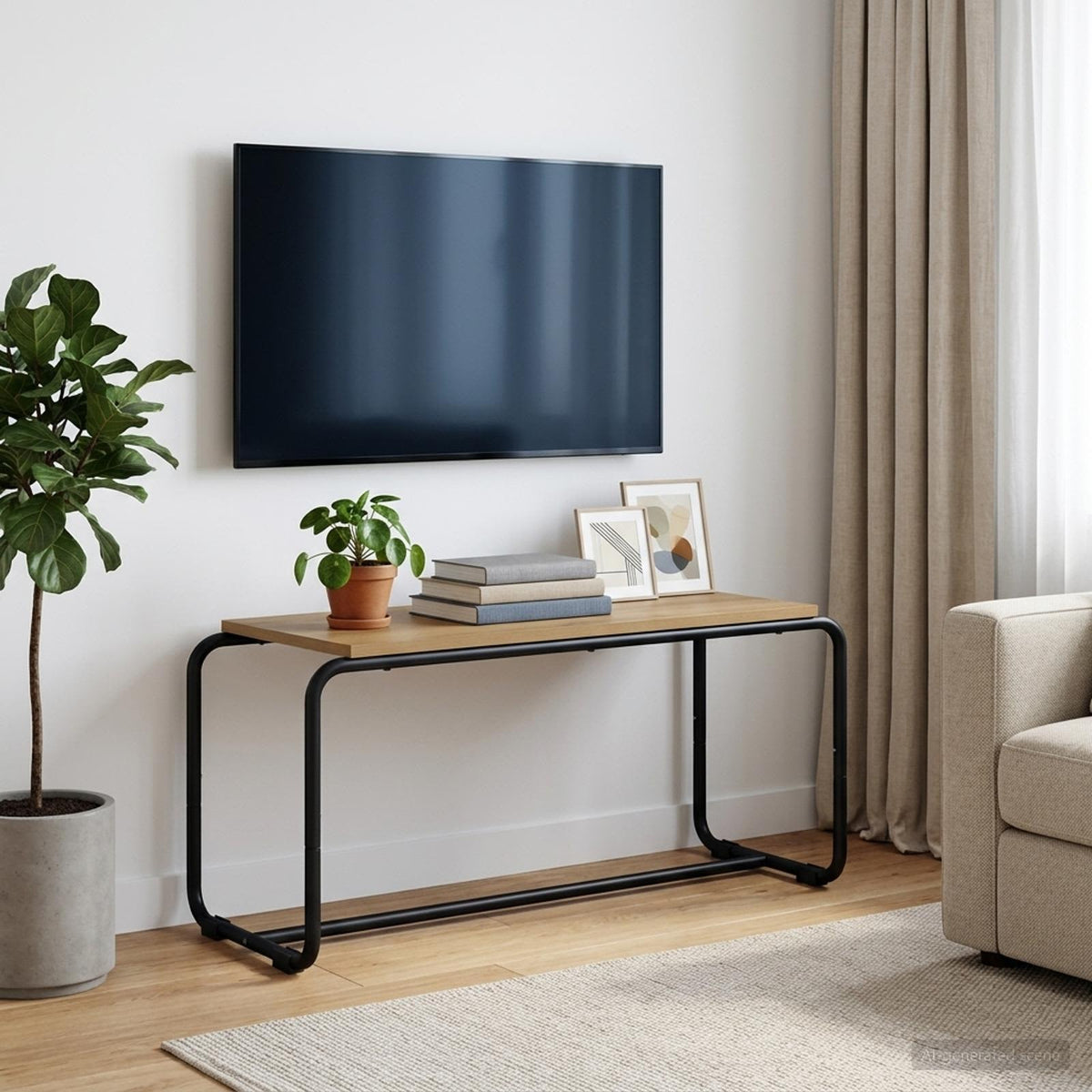 TV-standaard 80 x 35.5 x 42 cm Artisanaal eiken Bewerkt hout