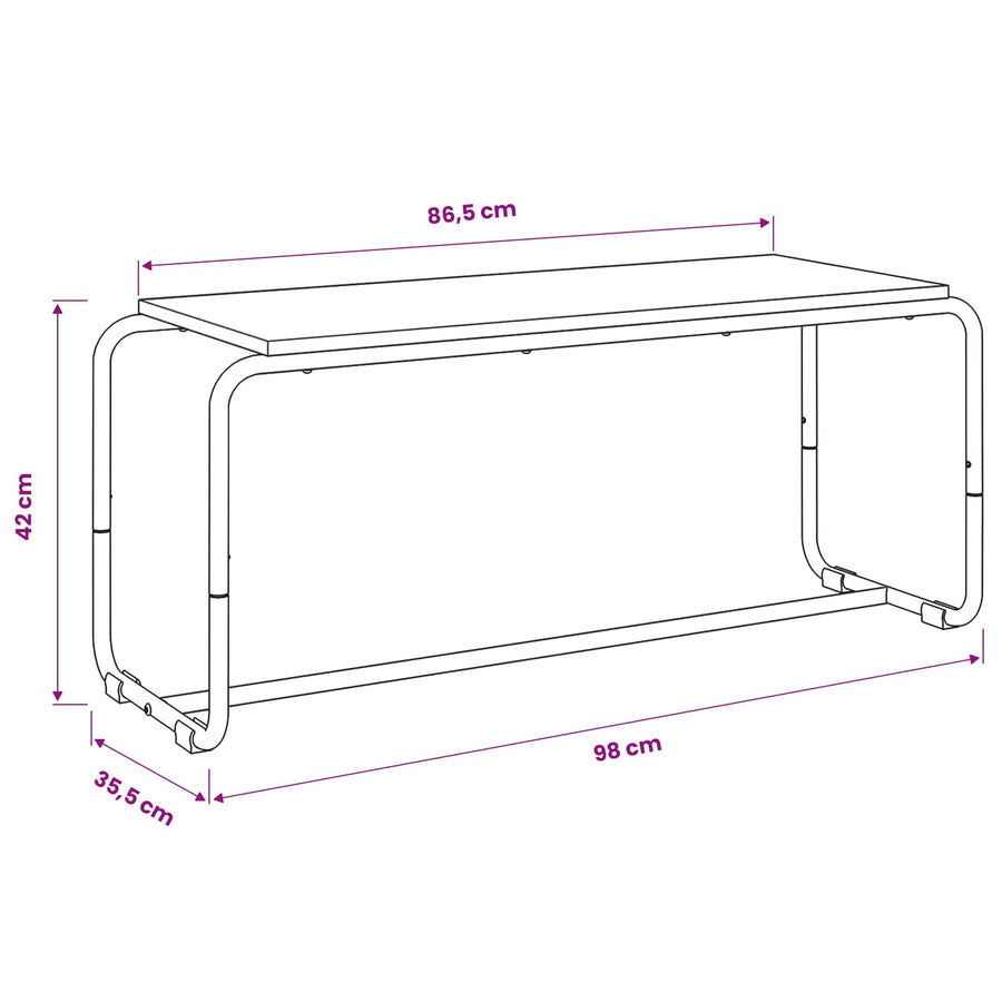 TV-standaard 98 x 35.5 x 42 cm Zwart eiken Bewerkt hout