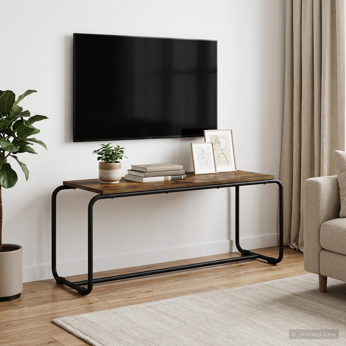 TV-standaard 98 x 35.5 x 42 cm Gerookt eiken Bewerkt hout