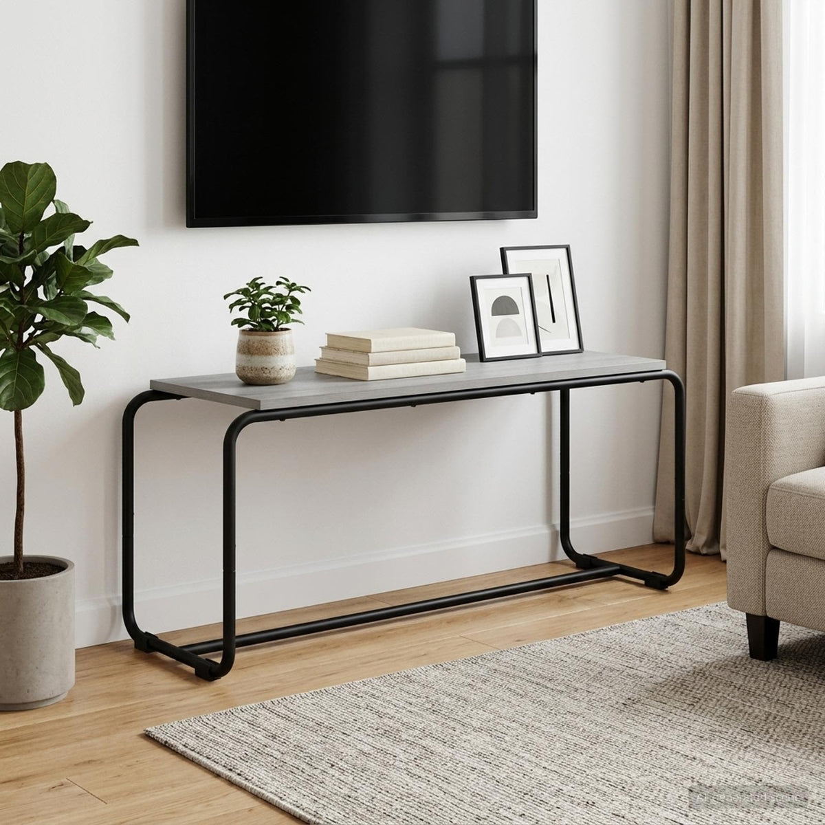 TV-standaard 98 x 35.5 x 42 cm Grijs Sonoma Bewerkt hout