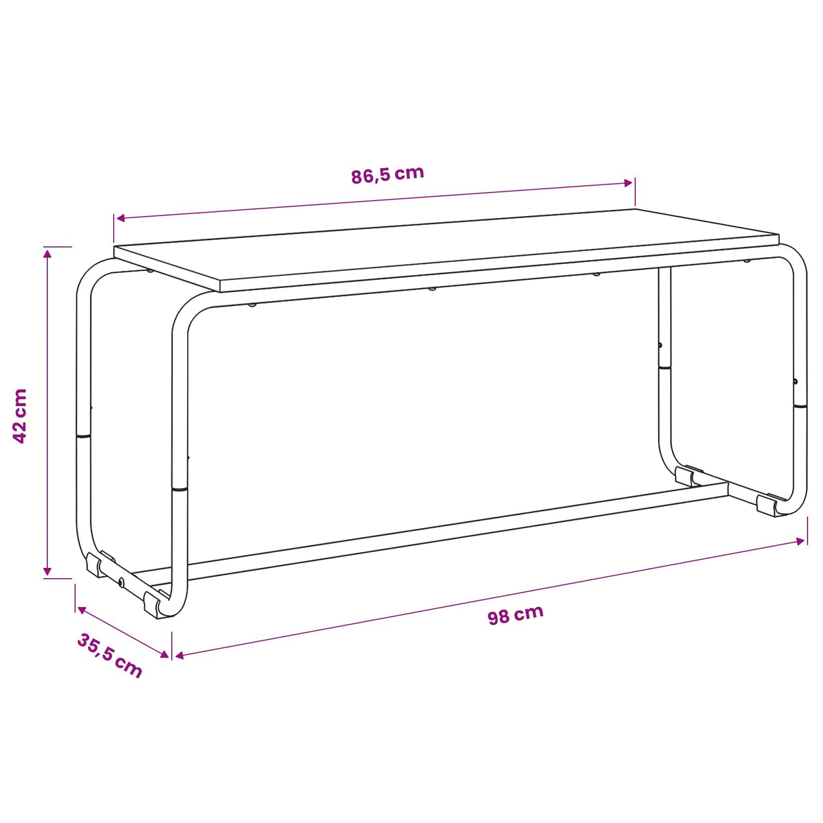 TV-standaard 98 x 35.5 x 42 cm Artisanaal eiken Bewerkt hout
