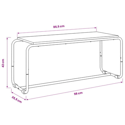 TV-standaard 98 x 35.5 x 42 cm Artisanaal eiken Bewerkt hout