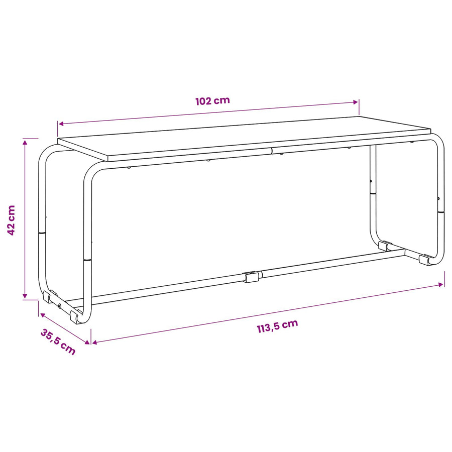 TV-standaard 113.5 x 35.5 x 42 cm Oud hout Bewerkt hout