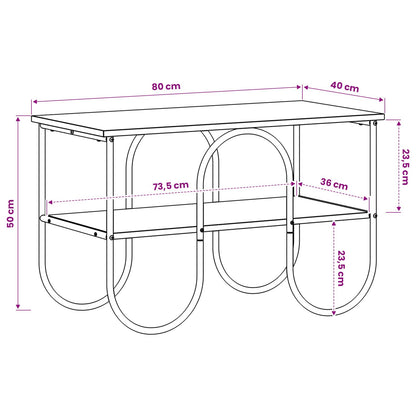 TV-standaard 80 x 40 x 50 cm Zwart eiken Bewerkt hout