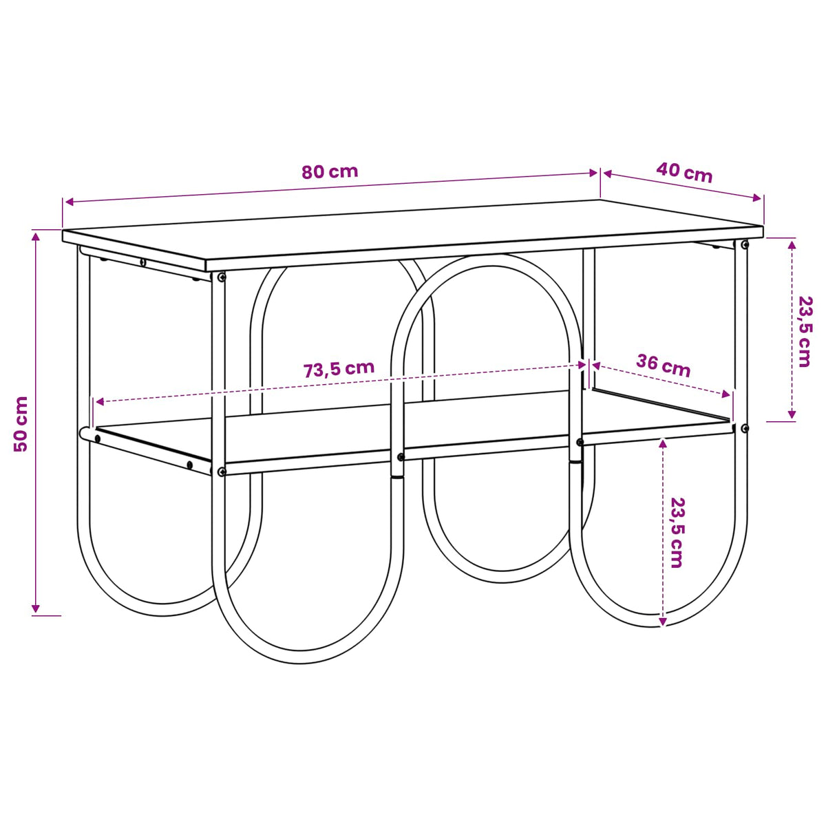 TV-standaard 80 x 40 x 50 cm Grijs Sonoma Bewerkt hout
