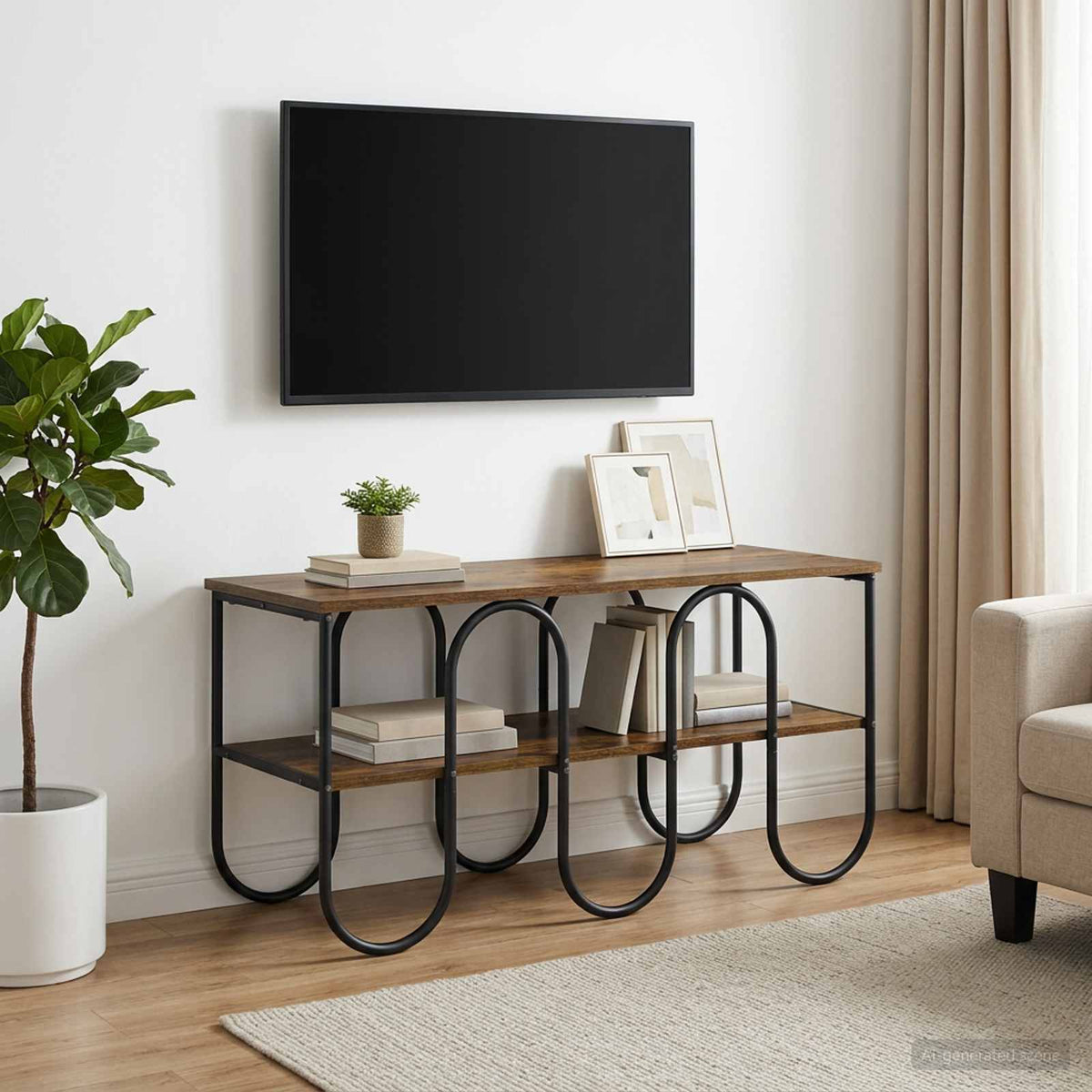 TV-standaard 100 x 40 x 50 cm Gerookt eiken Bewerkt hout