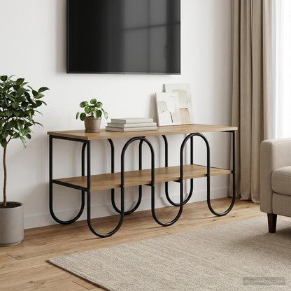 TV-standaard 100 x 40 x 50 cm Artisanaal eiken Bewerkt hout