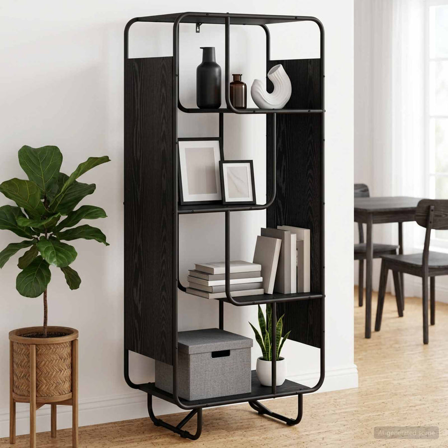 Hoge kast Zwart eiken 60 x 37,5 x 144 cm Bewerkt hout