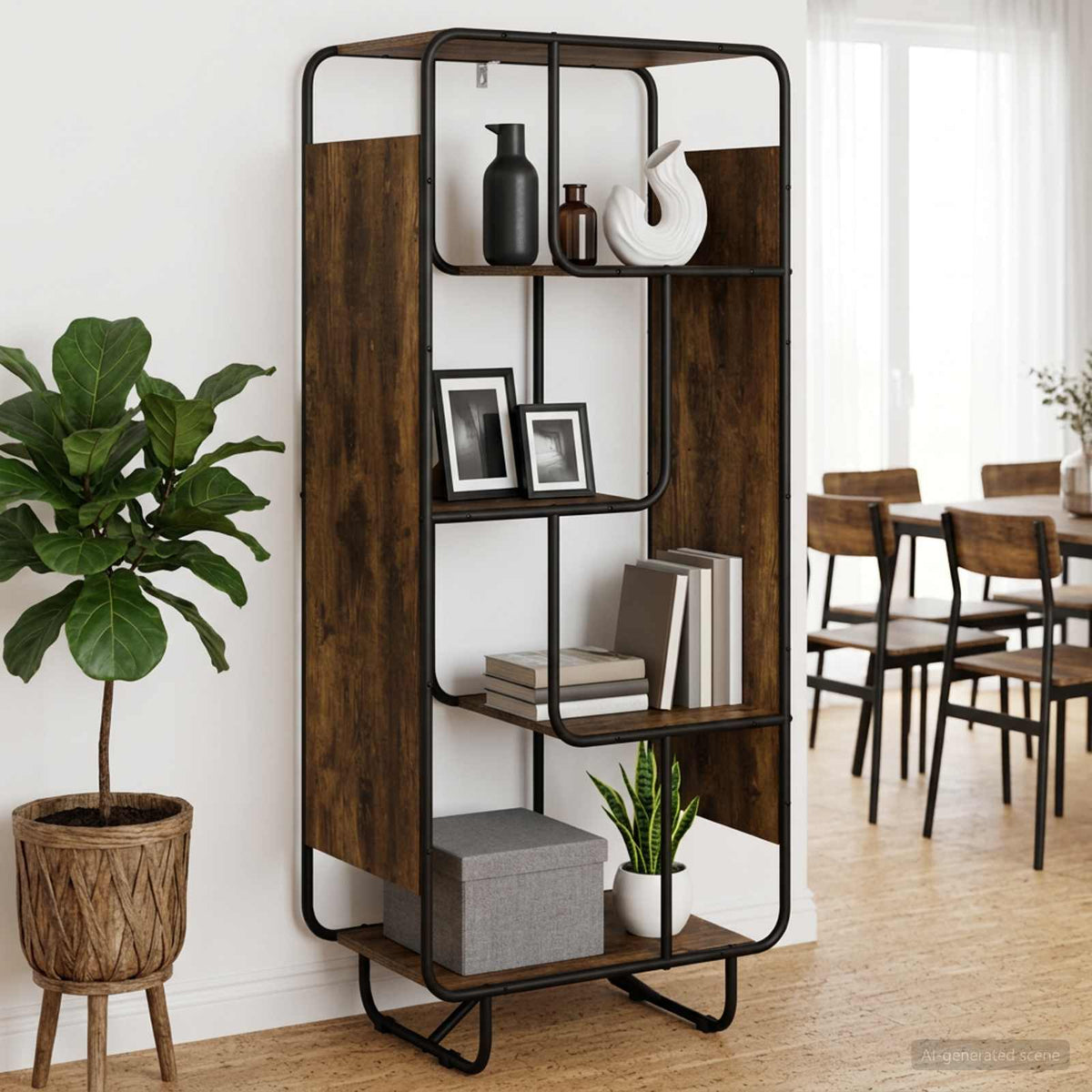 Hoge kast Gerookt eiken 60 x 37,5 x 144 cm Bewerkt hout