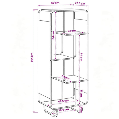 Hoge kast Gerookt eiken 60 x 37,5 x 144 cm Bewerkt hout