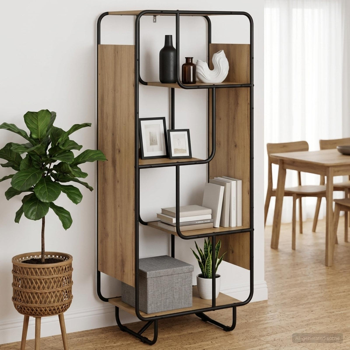 Hoge kast Artisanaal eiken 60 x 37,5 x 144 cm Bewerkt hout