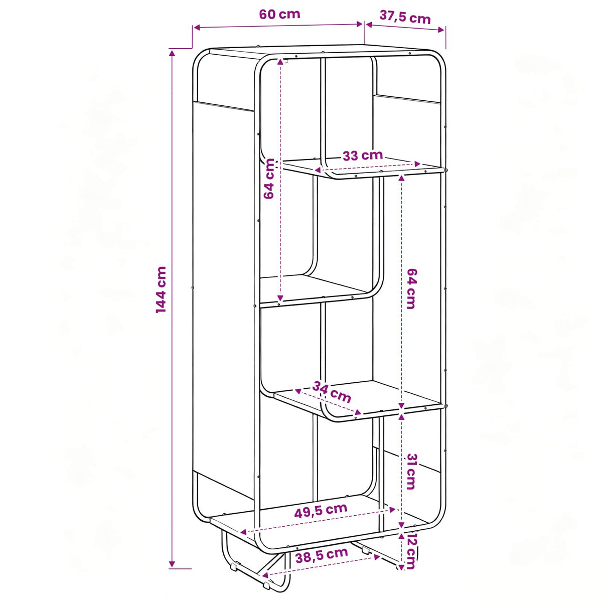 Hoge kast Artisanaal eiken 60 x 37,5 x 144 cm Bewerkt hout