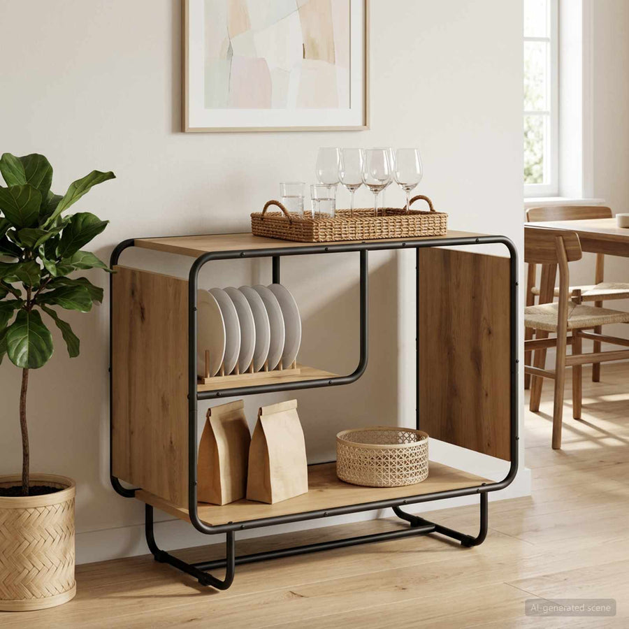 Dressoir Artisanaal eiken 80 x 37.5 x 64.5 cm Bewerkt hout