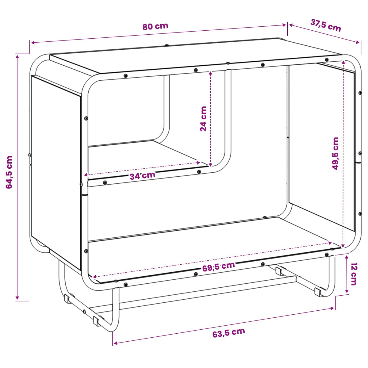 Dressoir Artisanaal eiken 80 x 37.5 x 64.5 cm Bewerkt hout