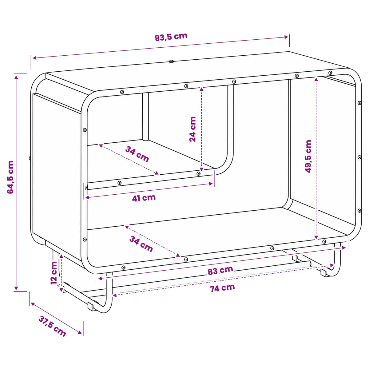 Dressoir Sonoma Eiken 93,5 x 37,5 x 64,5 cm Bewerkt hout