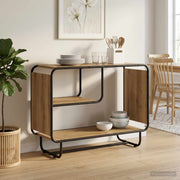 Dressoir 93,5x37,5x64,5 cm artisanaal eiken bewerkt hout