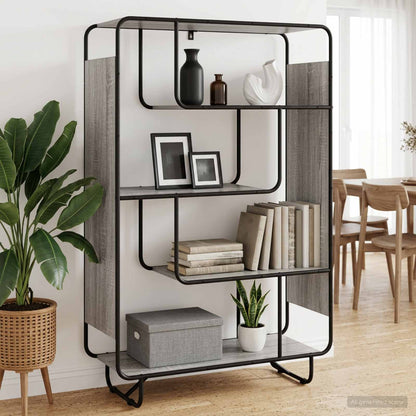Hoge kast Grijs Sonoma 93.5 x 37.5 x 144 cm Bewerkt hout