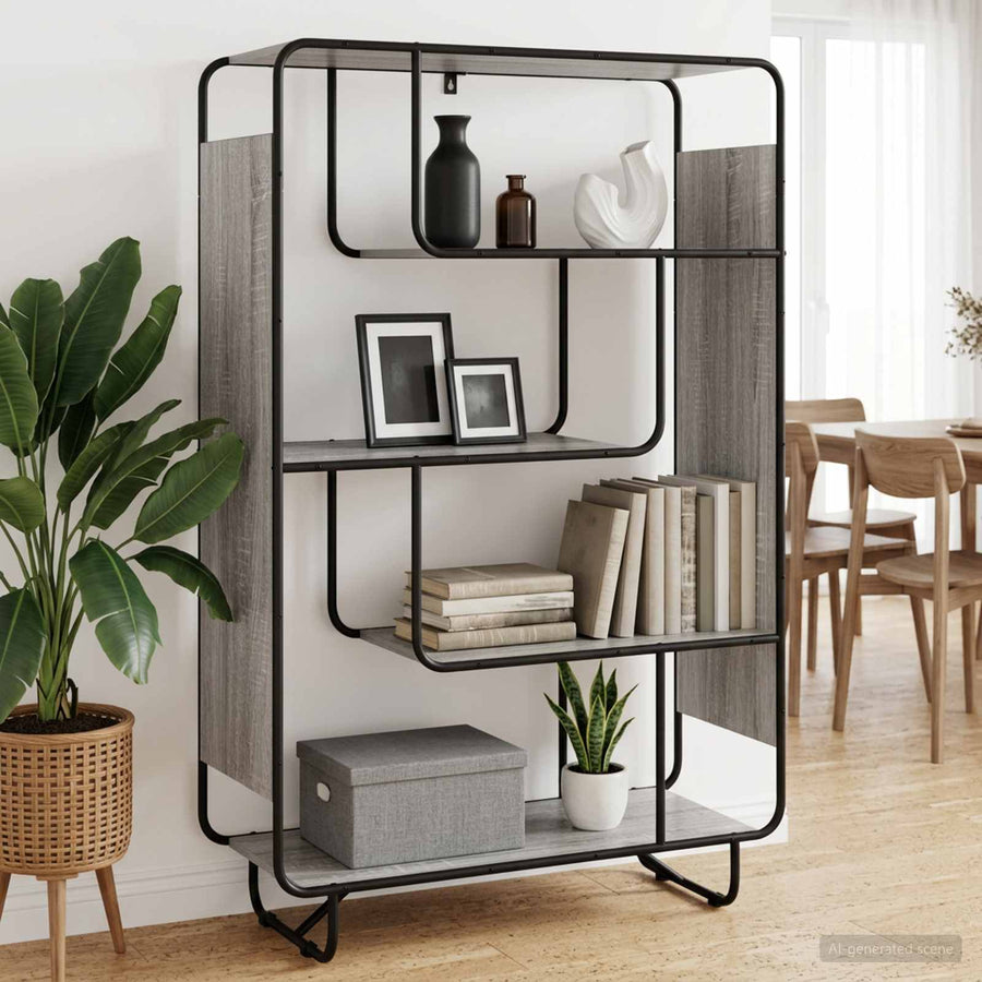 Hoge kast Grijs Sonoma 93.5 x 37.5 x 144 cm Bewerkt hout