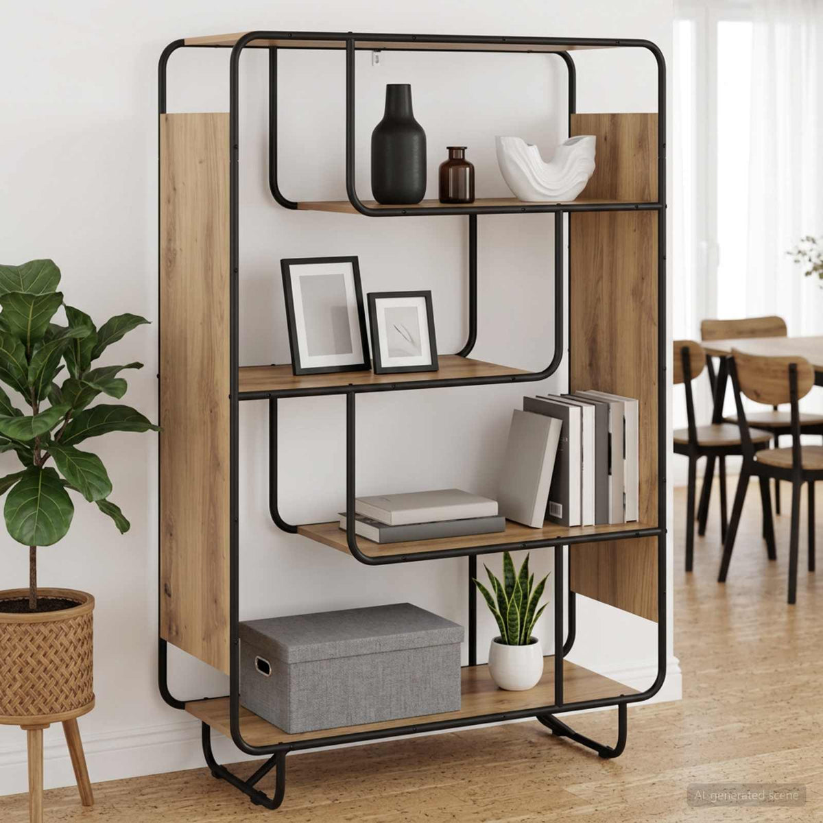 Hoge kast Artisanaal eiken 93.5 x 37.5 x 144 cm Bewerkt hout