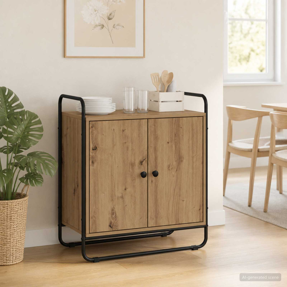 Dressoir Artisanaal eiken 68 x 35 x 75 cm Bewerkt hout