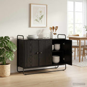Dressoir zwart eiken 102x35x75 cm