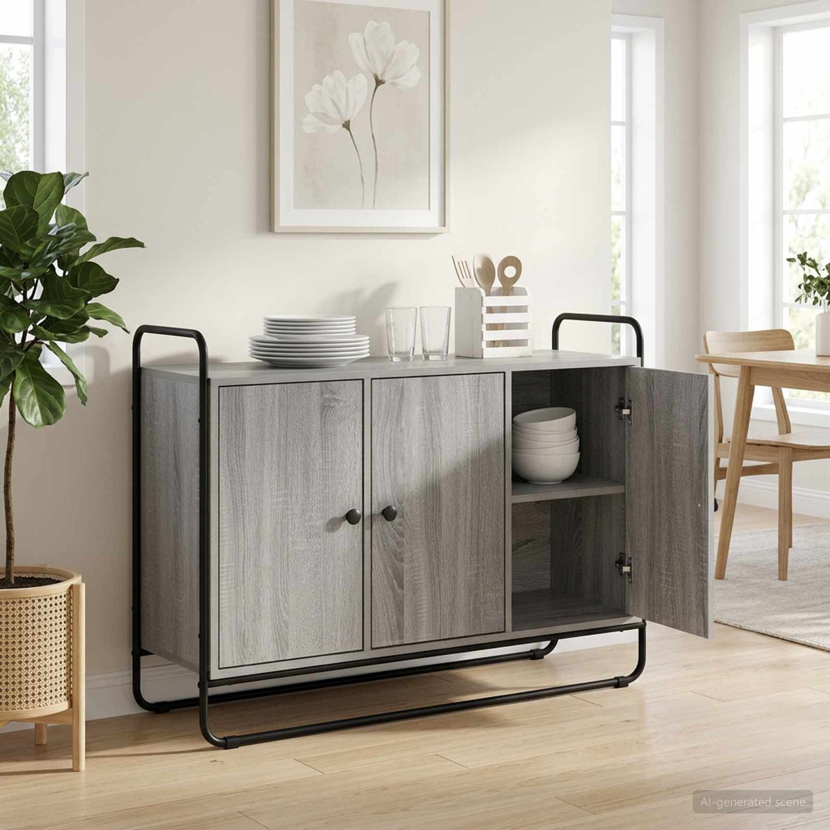 Dressoir Grijs Sonoma 102 x 35 x 75 cm Bewerkt hout