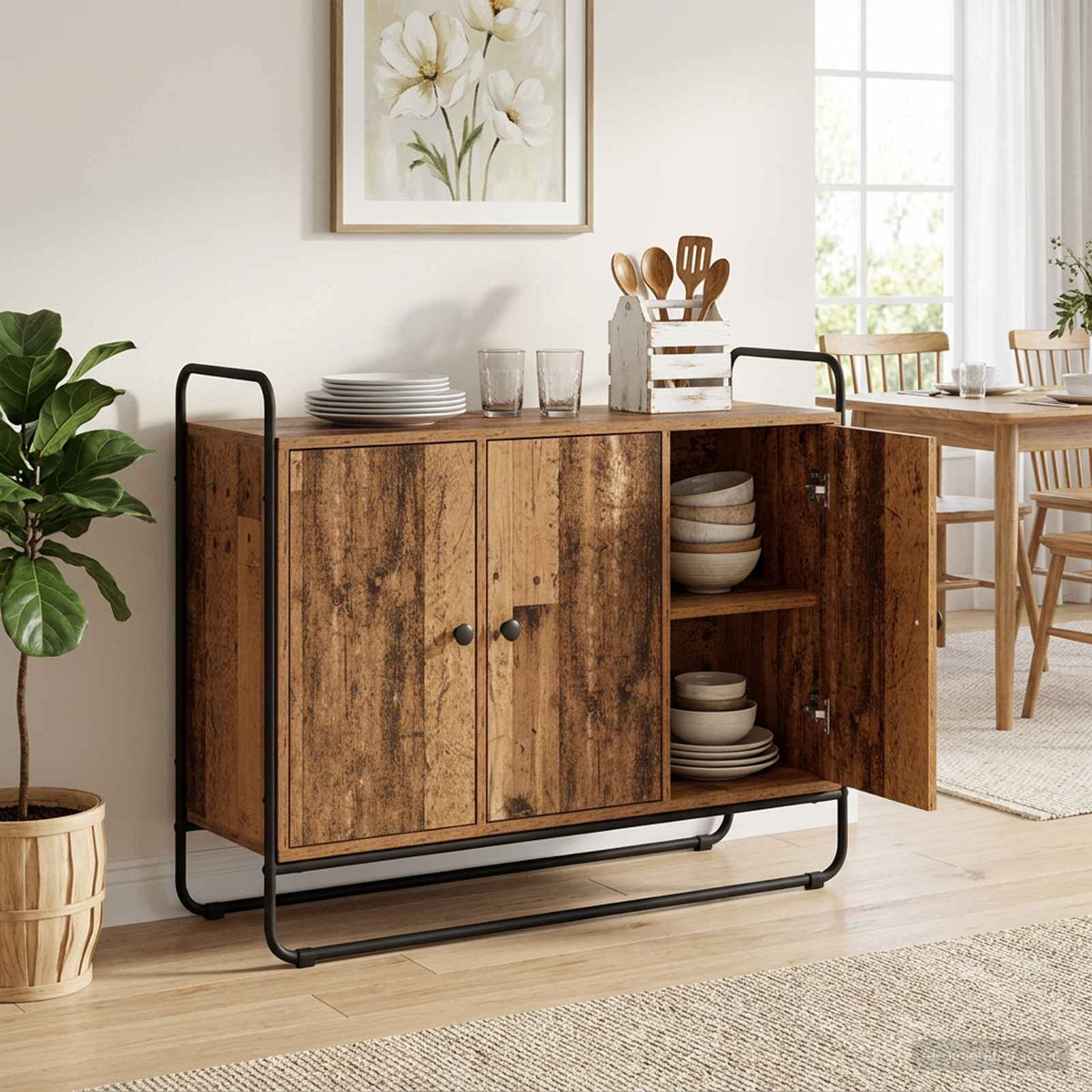 Dressoir Oud hout 102 x 35 x 75 cm Bewerkt hout