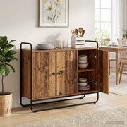 Dressoir 102x35x75 cm oud hout bewerkt hout staal