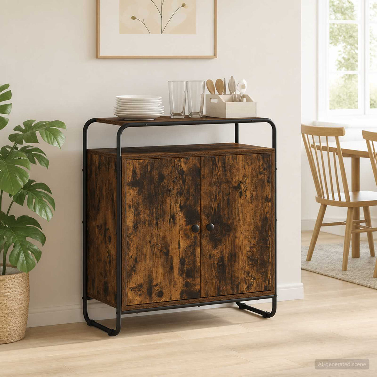 Dressoir Gerookt eiken 68 x 35 x 75 cm Bewerkt hout
