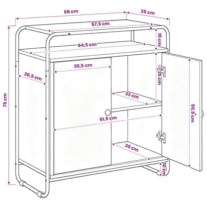 Dressoir Artisanaal eiken 68 x 35 x 75 cm Bewerkt hout