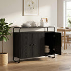 Dressoir zwart eiken 102x35x75 cm bewerkt hout